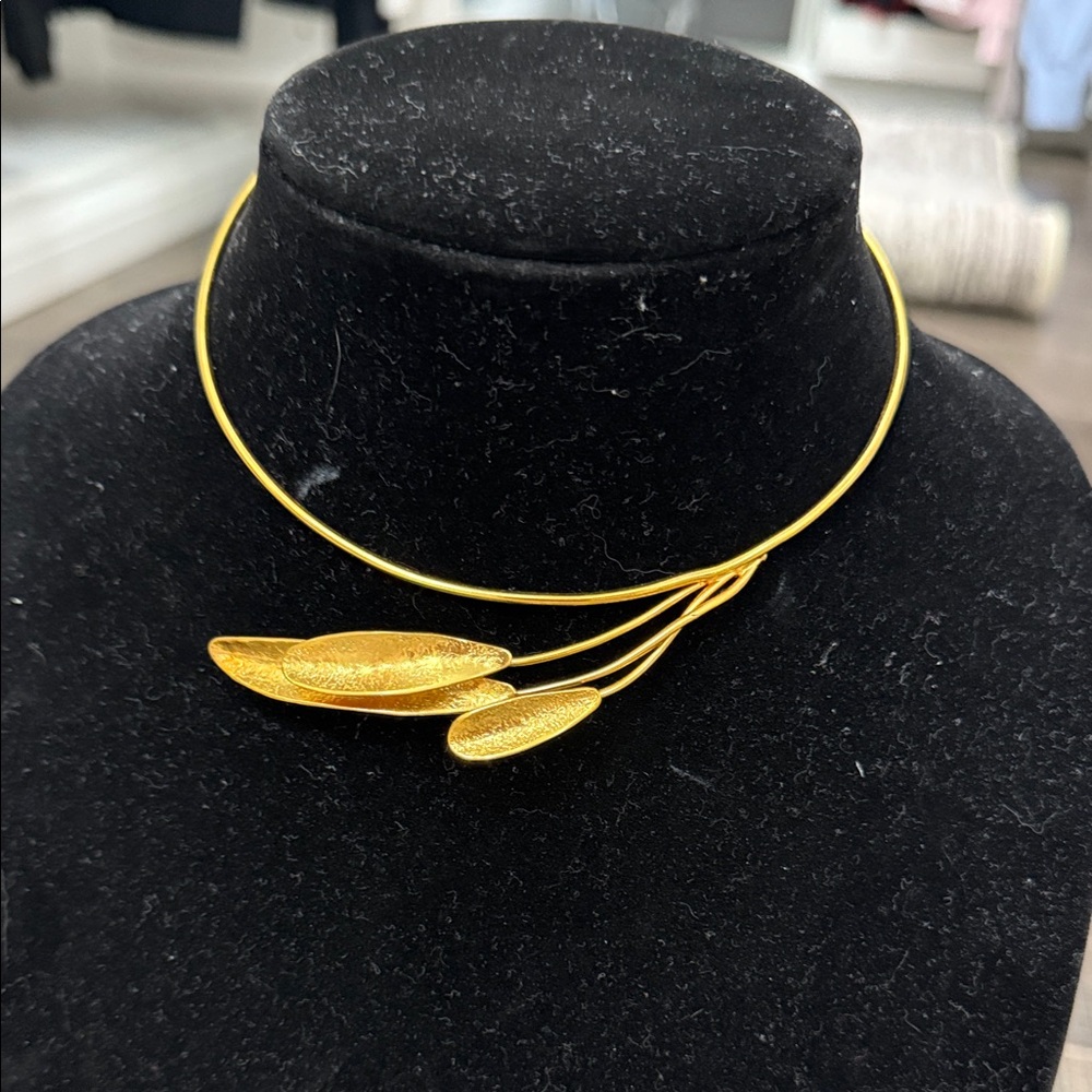 Handmade Gold Leaf Adjustable Necklace | Artisan Greek Jewelry